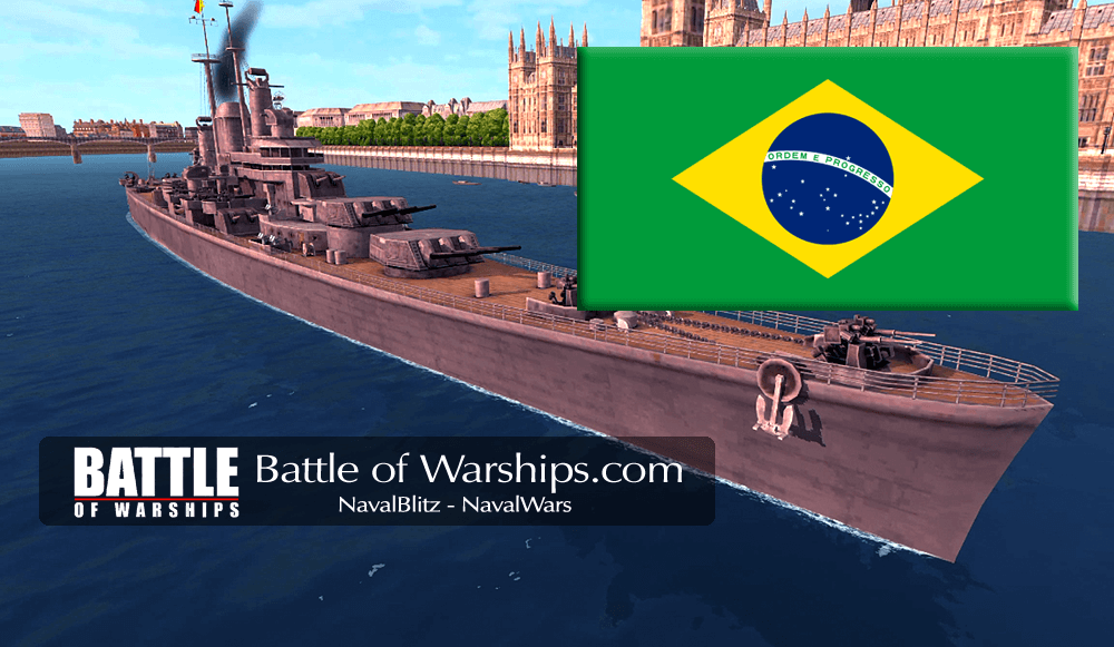 DES MOINES and Brazil flag - Battle of Warships
