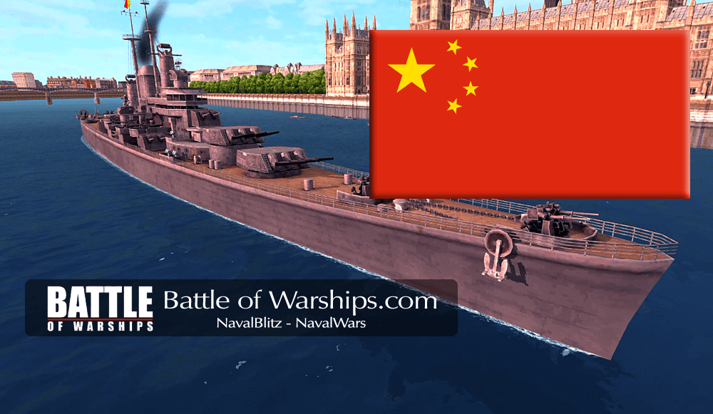 DES MOINES and CHINA flag - Battle of Warships