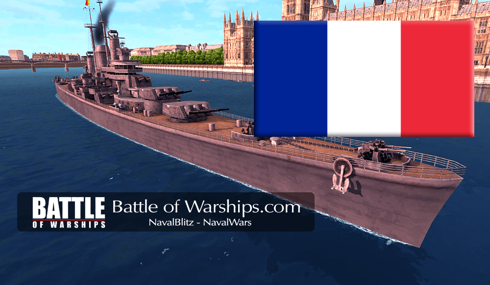 DES MOINES and FRANCE flag - Battle of Warships