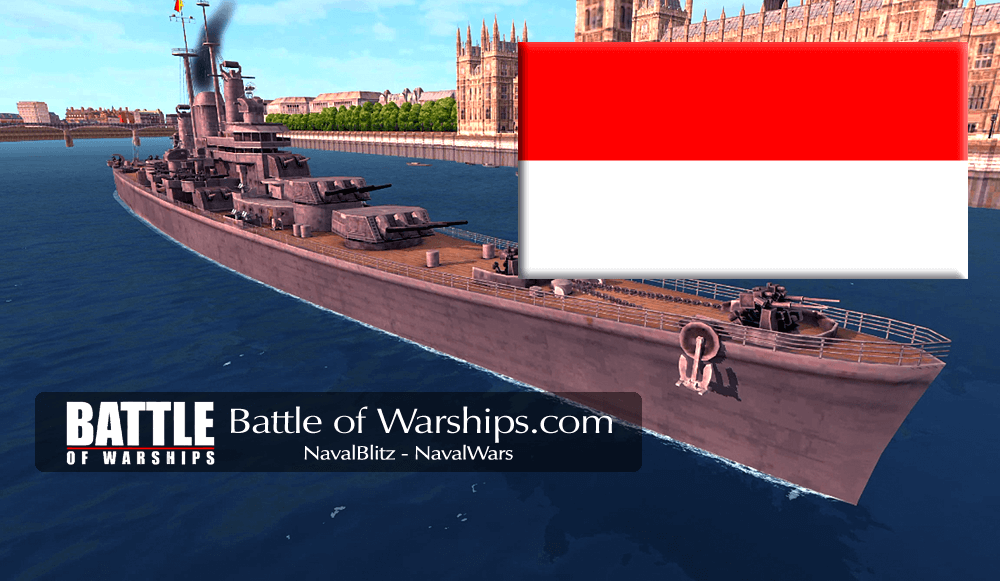 DES MOINES and INDNESIA flag - Battle of Warships