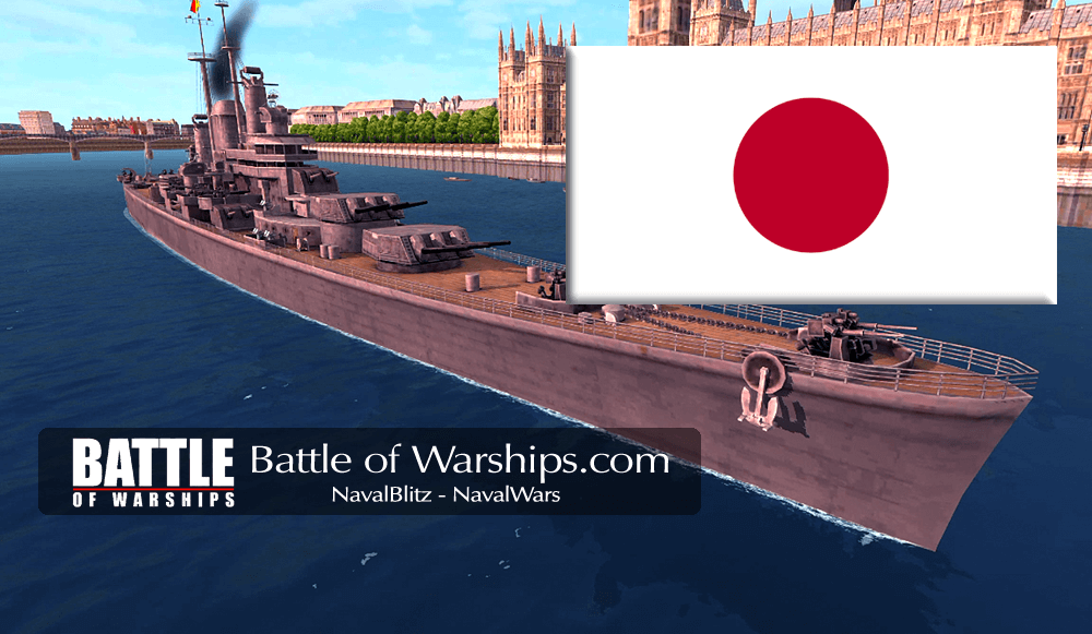 DES MOINES and JAPAN flag - Battle of Warships