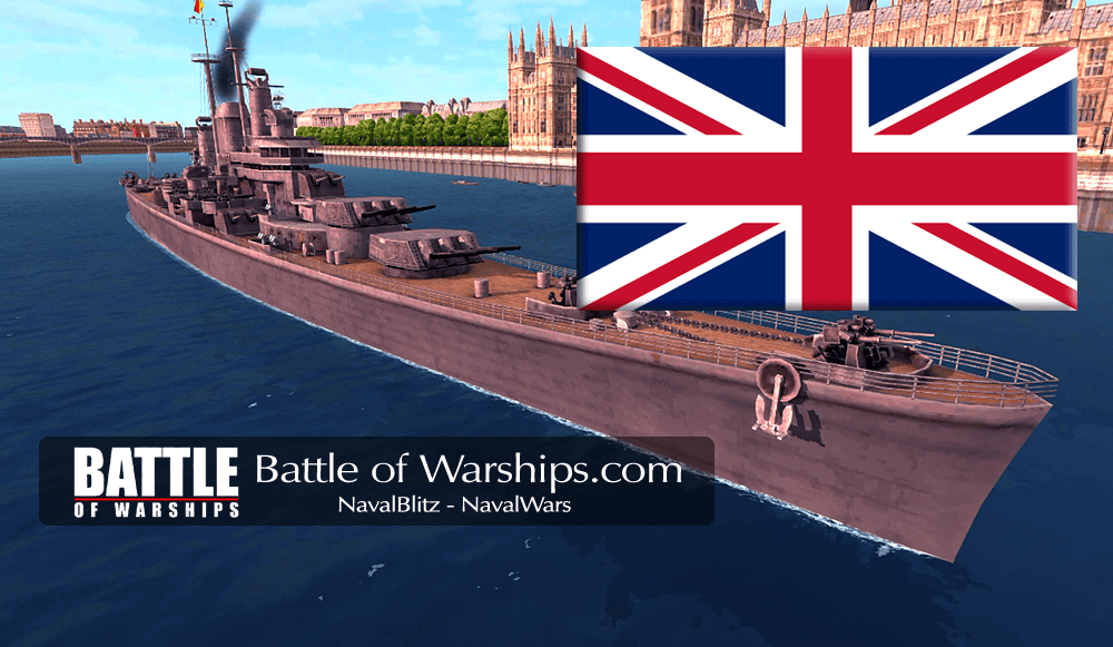 DES MOINES and UK flag - Battle of Warships