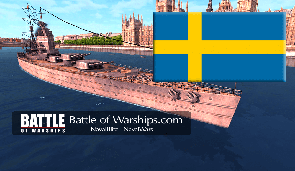 RODNEY and SWEDEN flag - Battle of Warships