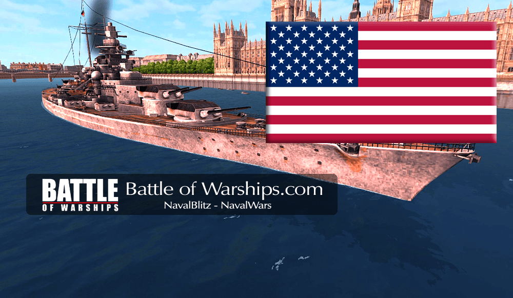 TIRPITZ and USA flag - Battle of Warships